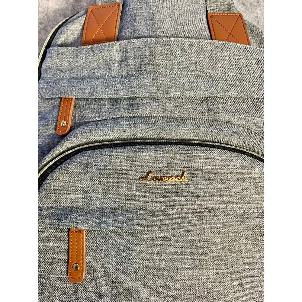 NWOT LoveVook Laptop Backpack Travel Carry On Back to School Gray w Gold Zippers
